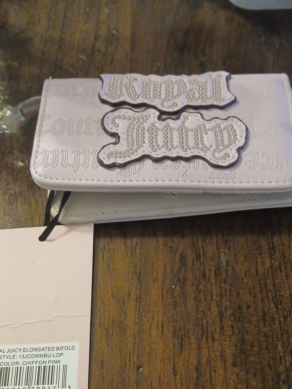 Juicy Couture Pale Pink Cardholder Wallet with Gold Accents